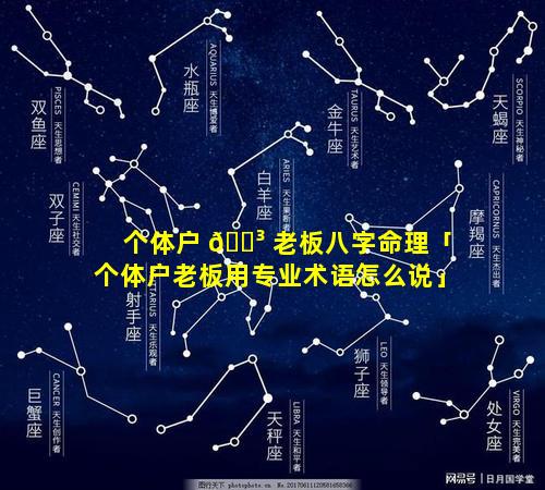 个体户 🐳 老板八字命理「个体户老板用专业术语怎么说」